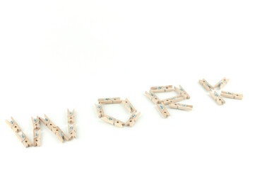 the word work from office clothespins, the concept of going to work for their vacation