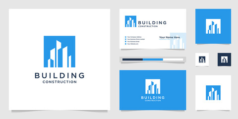 design logos and building construction business cards, inspiring city building abstract logos