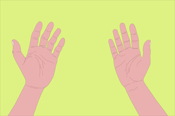 Hands on a clean background. Vector. Wash your hands. Illustration for design