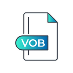 VOB File Format Icon. VOB extension gradiant icon.