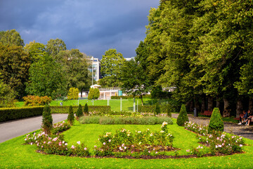 Panoramic view of Frogner Park, Frognerparken, in northwestern district of Oslo, Norway