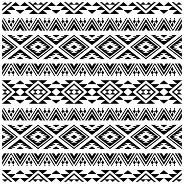 Seamless ethnic Pattern in aztec style black white color