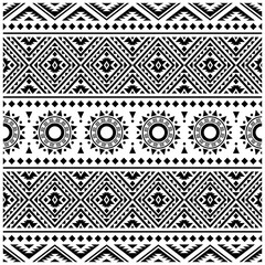 Geometry Ethnic Seamless Pattern texture design vector in black white color