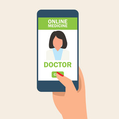 order online medicine on smartphone application. vector illustration