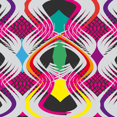Fototapeta na wymiar Avant-garde art. Mexican abstract pattern. Various lines. Contemporary trendy vector illustration. Pattern, Wallpaper