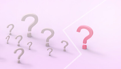 Question Mark Creative idea ladder of success and Geometric square Concept on Purple Background - 3d rendering