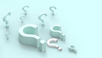 Question Mark Creative idea Concept on Blue and Green background - 3d rendering 