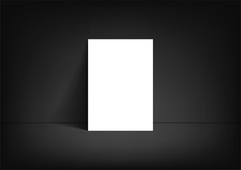 single poster mockup on black background, on floor, A3 size