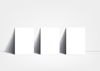 3 poster mockup on white background, on floor, A3 size