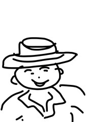 Smiling gentleman in a hat on a white background - Lilleaker 