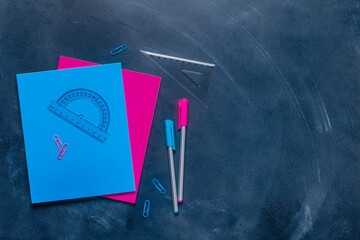 Flat lay of back to school supplies