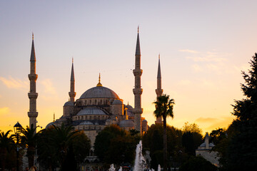 Sultanahmet Mosque (Blue Mosque) at sunset