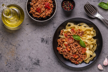 Tasty classic italian  pasta bolognese.