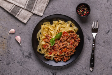 Tasty classic italian  pasta bolognese.