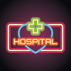 hospital and clinic neon sign plank for hospital and clinic. vector illustration