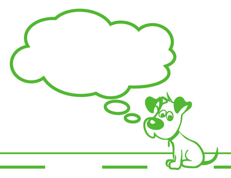 Sad puppy green flat image