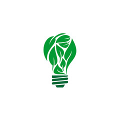 Light bulb eco concept design with leaf vector illustration