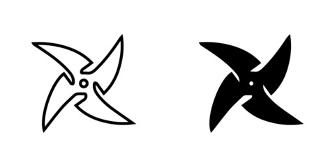 vector illustration icon of Shuriken Blade Glyph and outline