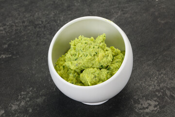 Avocado guacamole sauce with chili pepper