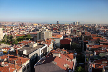 Fototapeta na wymiar An aerial shot captures a modern neighborhood in Istanbul, Turkey.