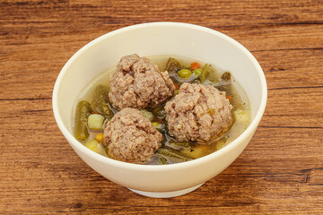 Soup with vegetables and meat balls