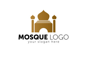 Modern Islamic Mosque Logo - Elegant Brown Mosque Silhouette