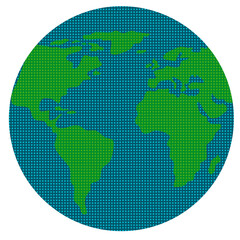 A global earth isolated on white background with shadow under. A world is floating with dots effect pattern inside. © Sarocha