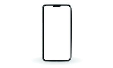 Black smartphone with blank screen isolated on white background. Call phone Mockup to showcasing mobile web-site design or screenshots your applications. Vector illustration