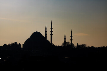 Silhouette of Suleymaniye Mosque in Istanbul