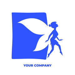 E mark logo initials with fairy on negative space