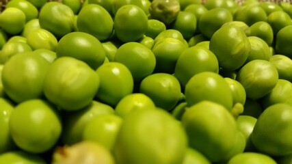 stacked green apples viewed from the side