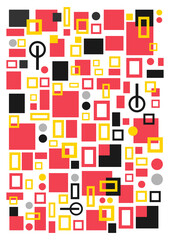 Rectangle and circle pattern abstract geometric background. Dynamic geometric shapes compositions. Flat and clean style. Applicable for any graphic works.