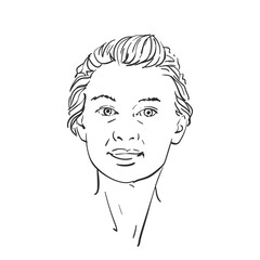 Portrait of happy smiling woman. Vector sketch Hand drawn illustration