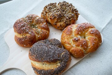 Homemade buns with seeds