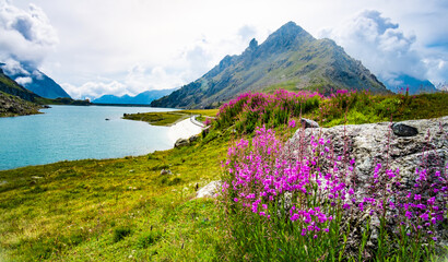 Picturesque landscape of spring Alps