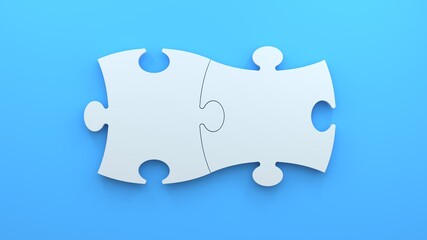 Puzzle 2 pieces on blue background - obrazy, fototapety, plakaty