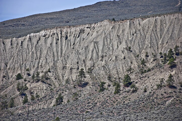 This unique landscape is sandstone cliffs in a desert, dry climate.  Located in Shankers Bend, Washington state, it is near the Similkameen River.
