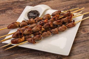 Asian cuisine - chicken hearts skewer