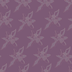 Seamless pattern of purple abstract flowers. Floral ornament.