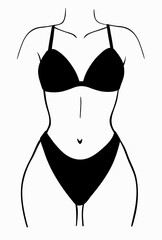 a set of lingerie, or a swimsuit. picture only contour, without filling