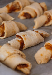 Fresh croissants filled with jam 