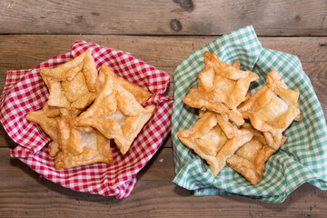 fried pastry with quince and batata typical of south america gastronomy