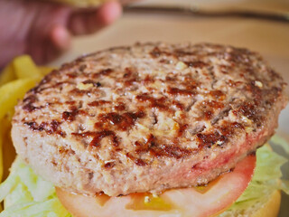 Detail of beef burger meat