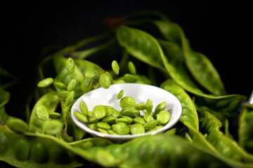 Twisted cluster bean, Parkia speciosa bean or bitter bean