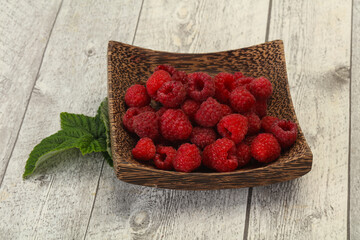 Red bright ripe sweet raspberry