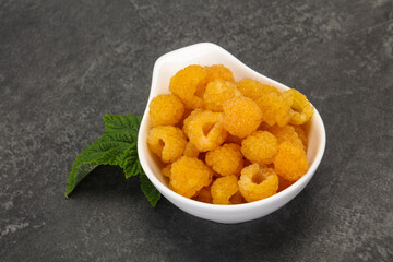 Sweet ripe tasty yellow raspberry