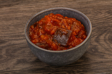 Eggplant saute with tomato and herbs