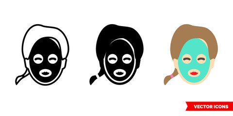 Facial mask icon of 3 types. Isolated vector sign symbol.