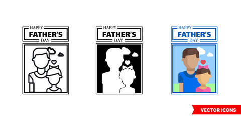 Fathers day icon of 3 types. Isolated vector sign symbol.
