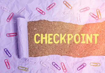 Conceptual hand writing showing Checkpoint. Concept meaning manned entrance, where travelers are...